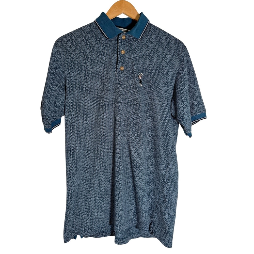 Vintage Walt Disney World 90's Men's Mickey Embroidered Golf Polo Shirt Blue LG